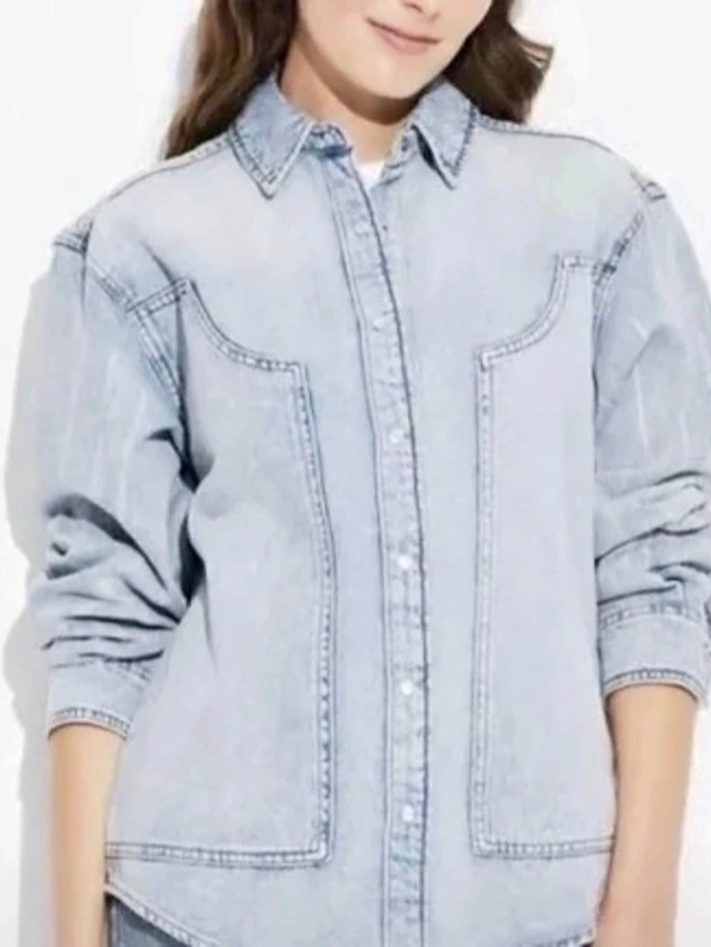 Wild Fable Oversized Denim Western Shirt Women's Light Wash Jean Jacket